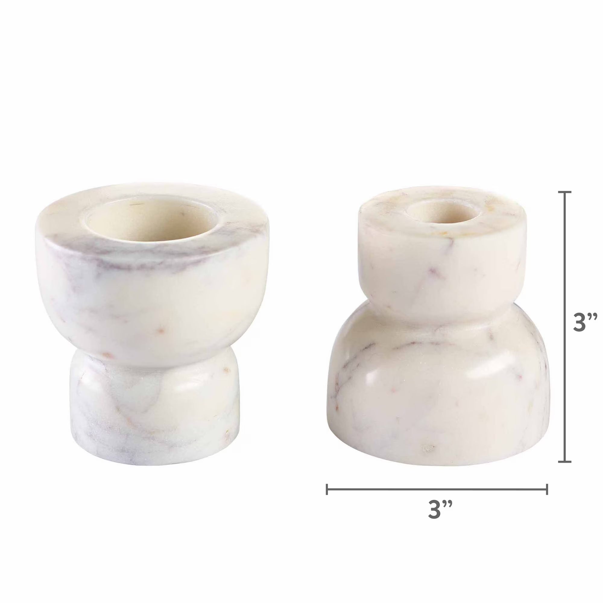 Better Homes & Gardens Modern Marble Taper Votive Candleholder Set, 2-Piece, 3"