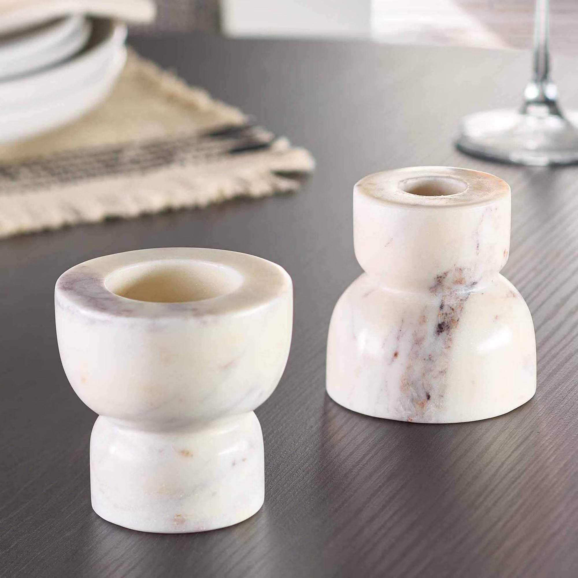 Better Homes & Gardens Modern Marble Taper Votive Candleholder Set, 2-Piece, 3"