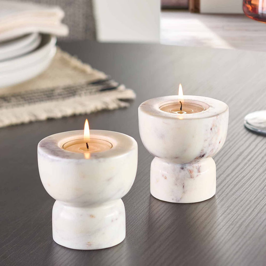 Better Homes & Gardens Modern Marble Taper Votive Candleholder Set, 2-Piece, 3"