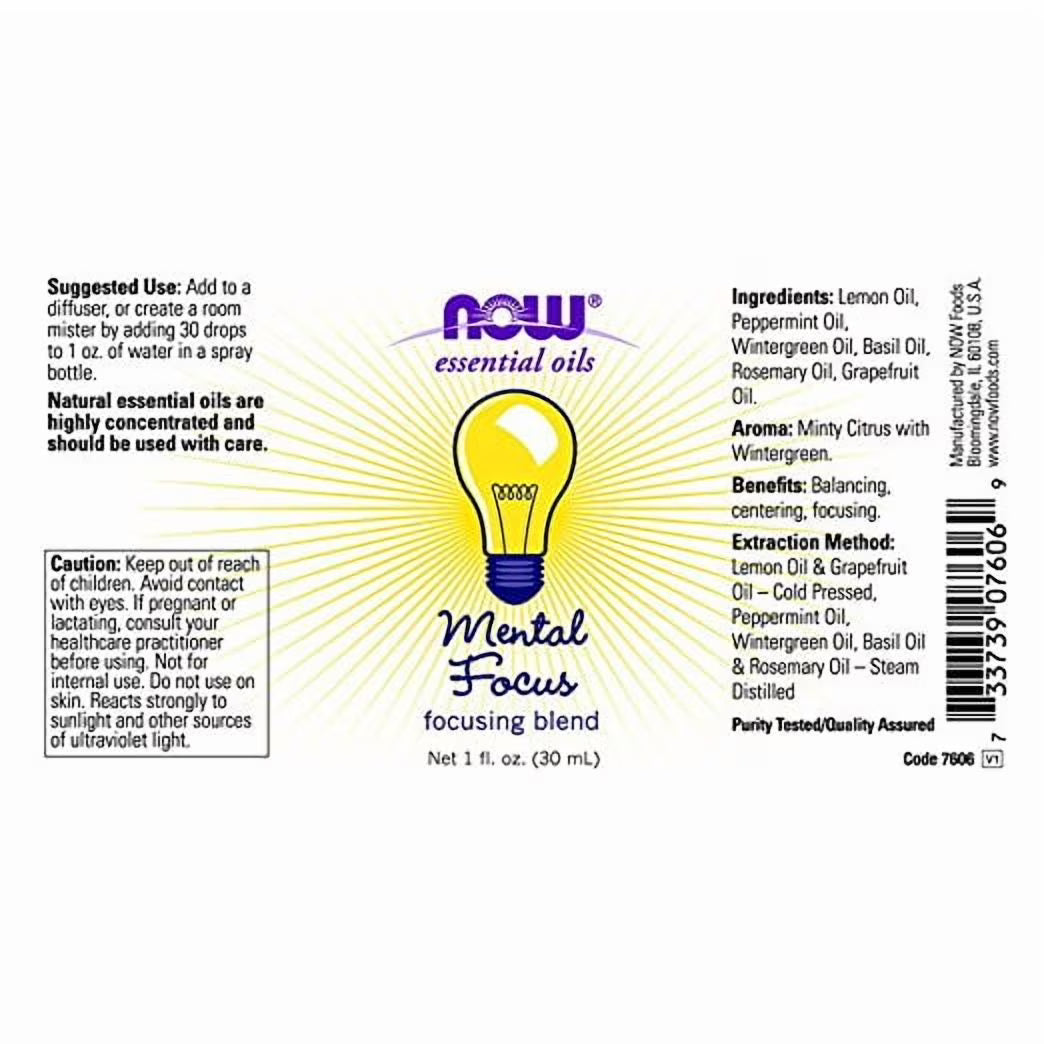 Now Essential Oils Blend Pack – Purifying, Sleep, Calming, Focusing & Romance (1oz Each)