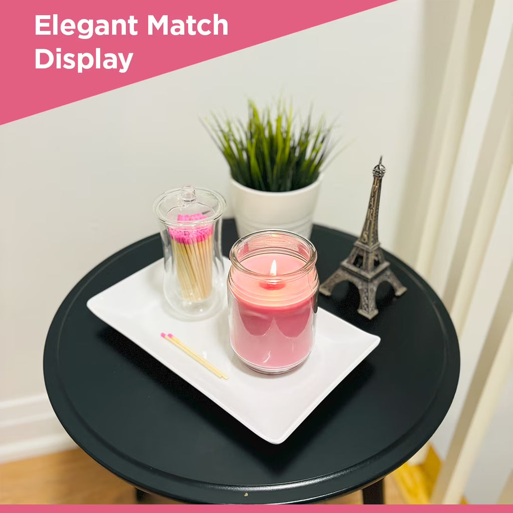 Naaliya Decorative Matches in a Jar with Striker – 100 Long Matches (4 Inch), Pink