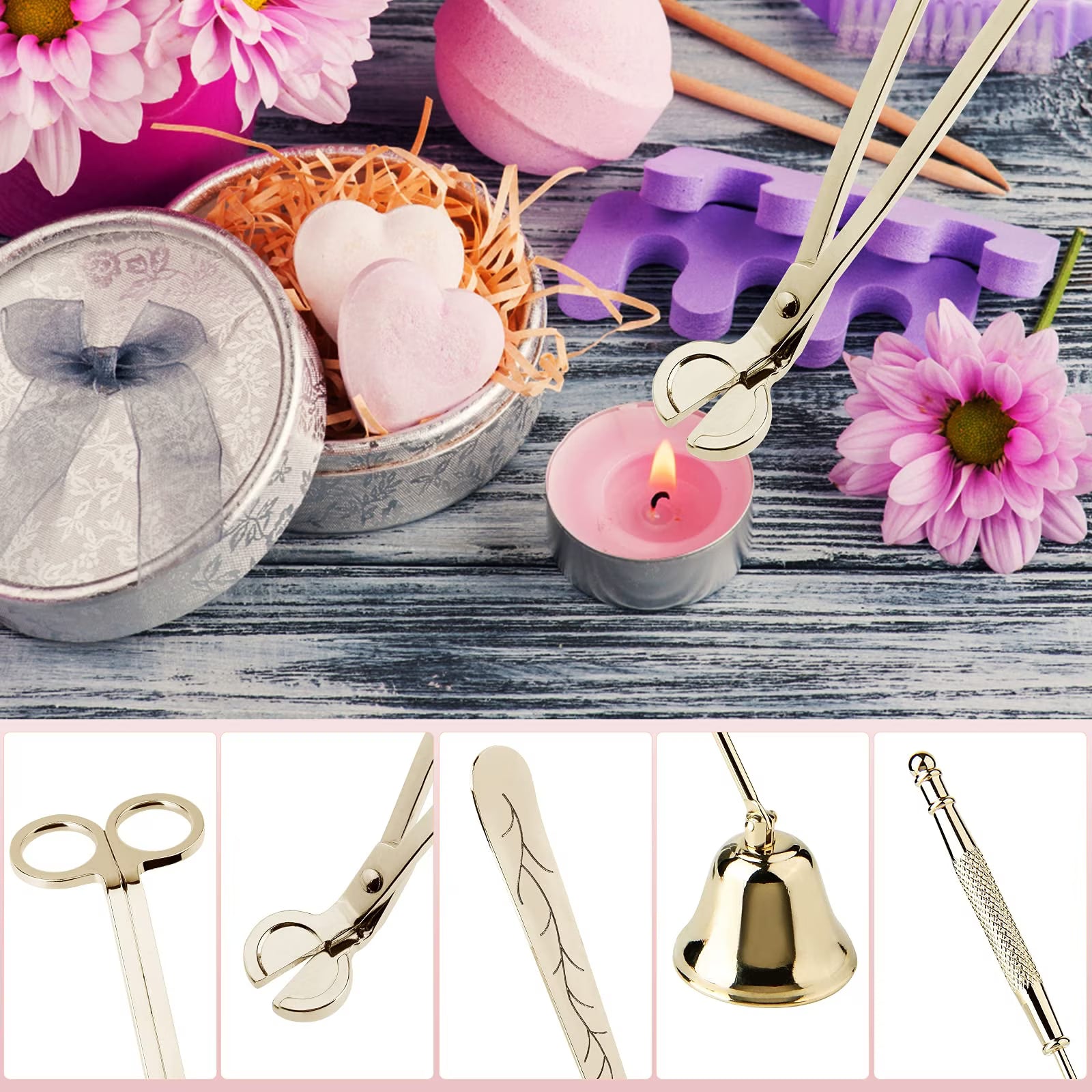3 in 1 Candle Wick Trimmer, Candle Snuffer & Wick Dipper Tool Set