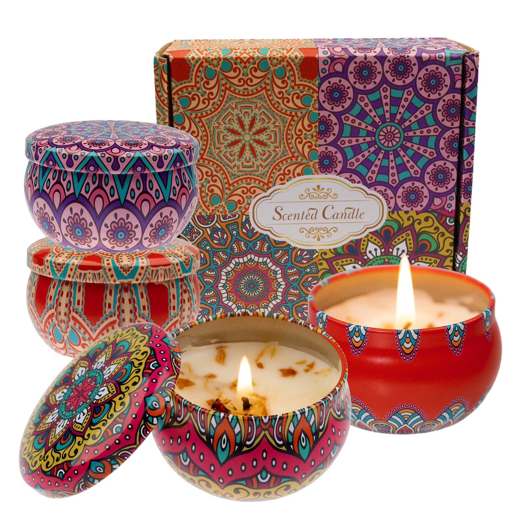 BYXAS 4 Pack Candles for Home Scented Aromatherapy Candles Gift Set