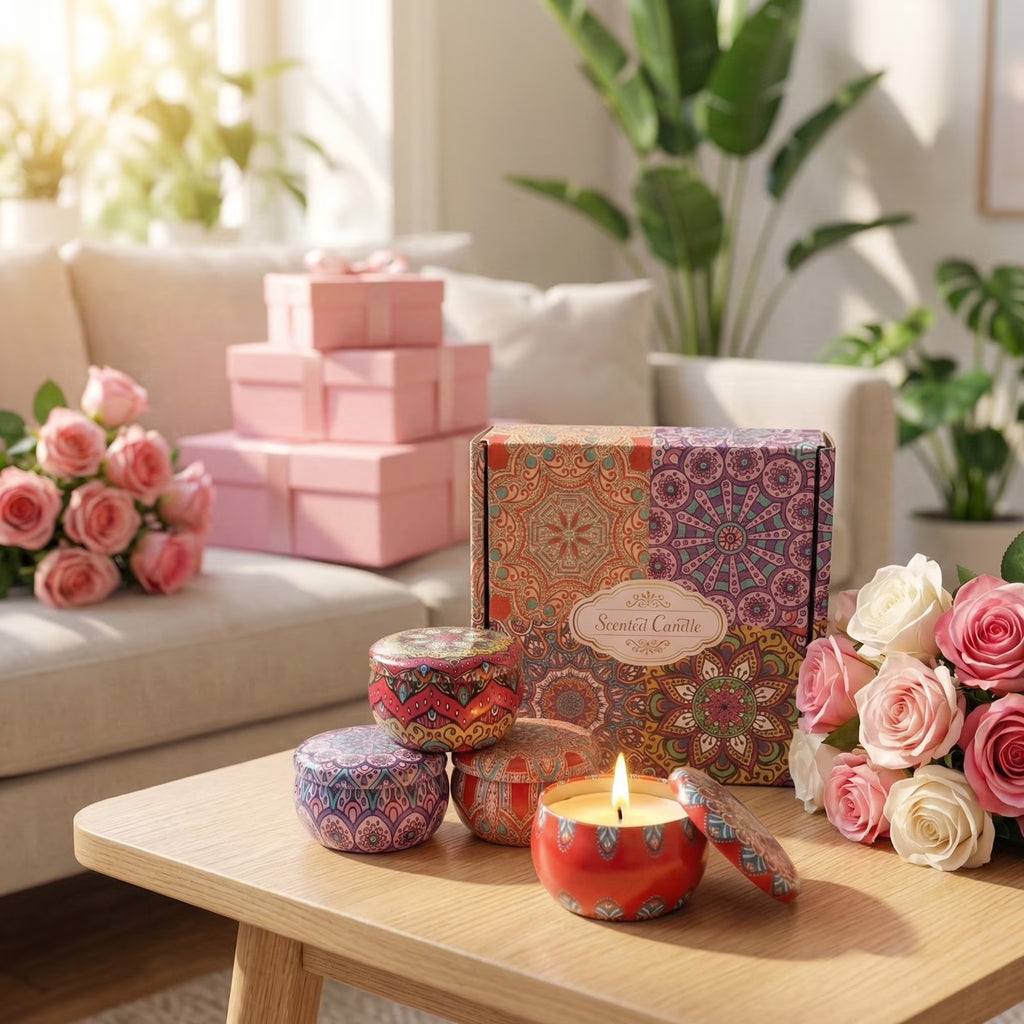 BYXAS 4 Pack Candles for Home Scented Aromatherapy Candles Gift Set