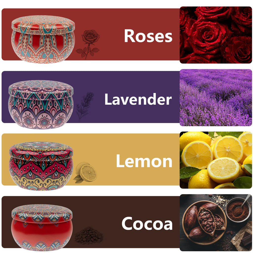 BYXAS 4 Pack Candles for Home Scented Aromatherapy Candles Gift Set