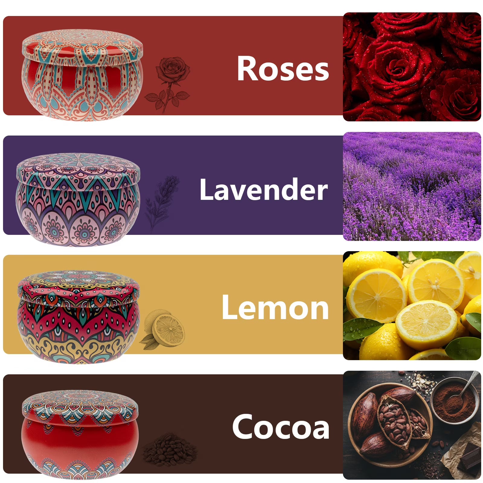 BYXAS 4 Pack Candles for Home Scented Aromatherapy Candles Gift Set