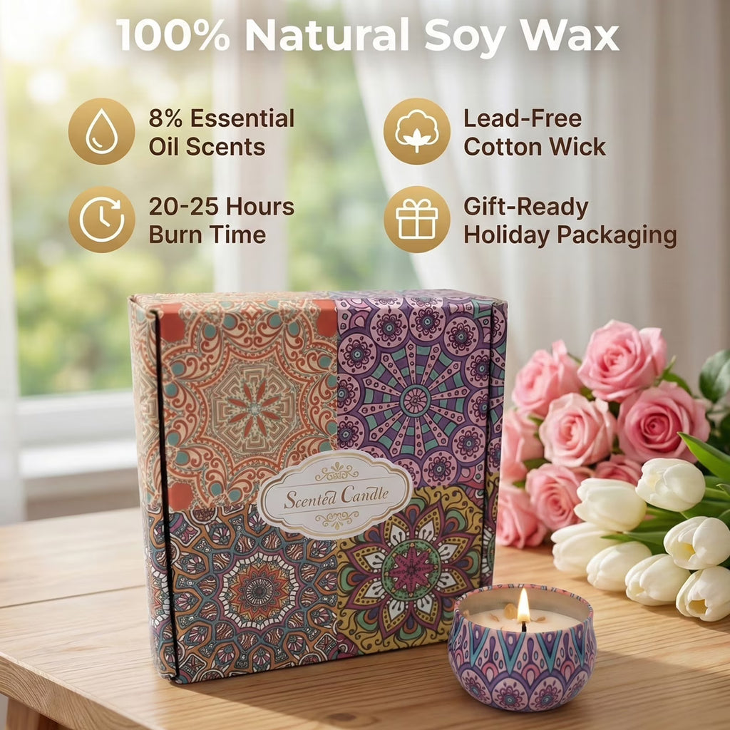 BYXAS 4 Pack Candles for Home Scented Aromatherapy Candles Gift Set