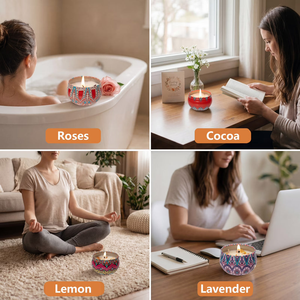 BYXAS 4 Pack Candles for Home Scented Aromatherapy Candles Gift Set