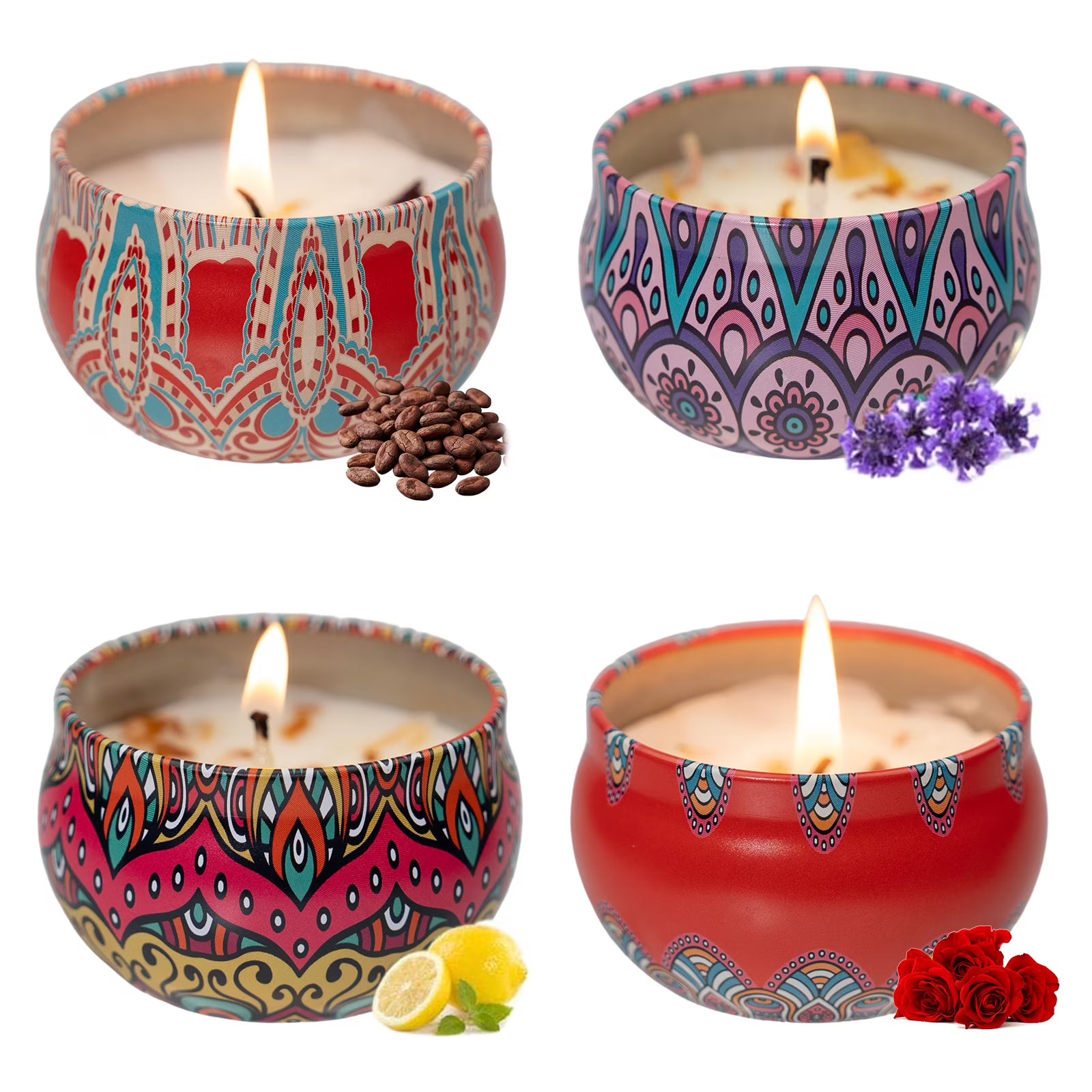BYXAS 4 Pack Candles for Home Scented Aromatherapy Candles Gift Set