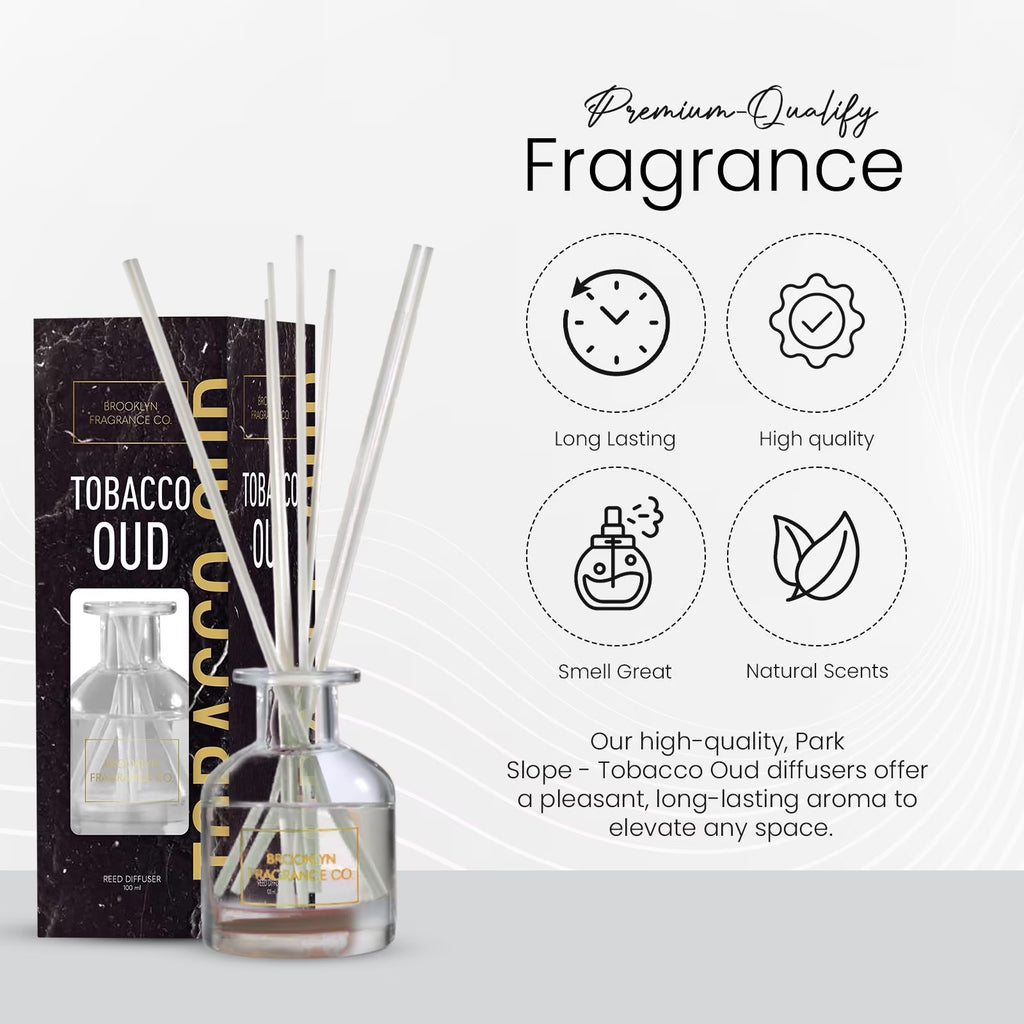 Brooklyn Fragrance Co. Park Slope Long Lasting Scented Aroma Diffuser – Tobacco Oud, 100ML
