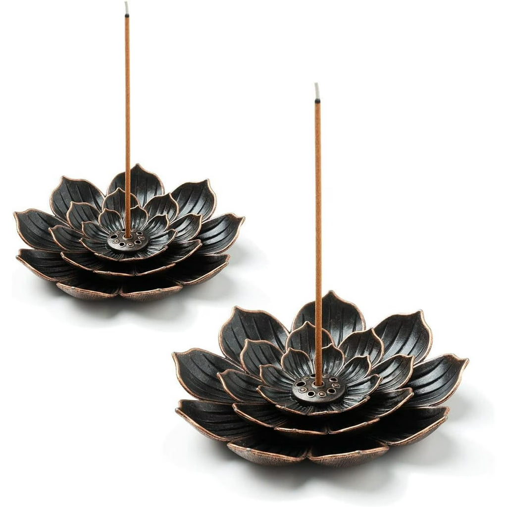 2 Pack Brass Incense Burner Holder – Lotus Shaped Stick Incense Holder