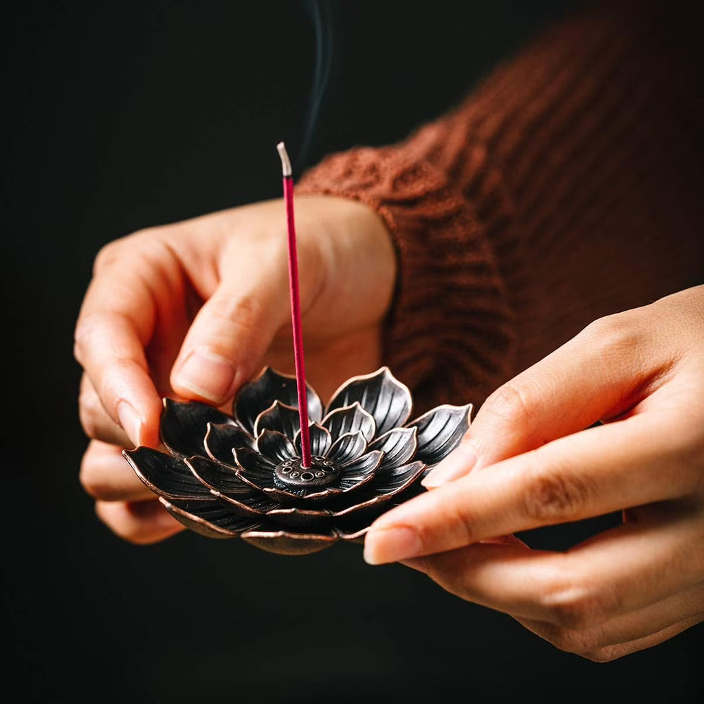 2 Pack Brass Incense Burner Holder – Lotus Shaped Stick Incense Holder