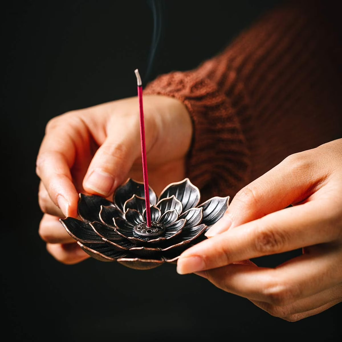 2 Pack Brass Incense Burner Holder – Lotus Shaped Stick Incense Holder