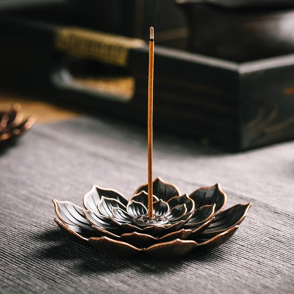 2 Pack Brass Incense Burner Holder – Lotus Shaped Stick Incense Holder