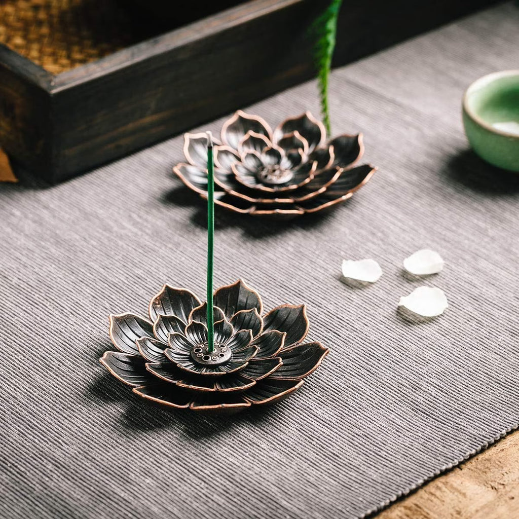 2 Pack Brass Incense Burner Holder – Lotus Shaped Stick Incense Holder
