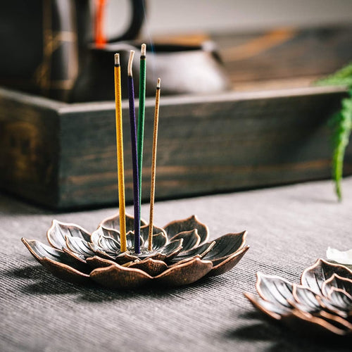 2 Pack Brass Incense Burner Holder – Lotus Shaped Stick Incense Holder