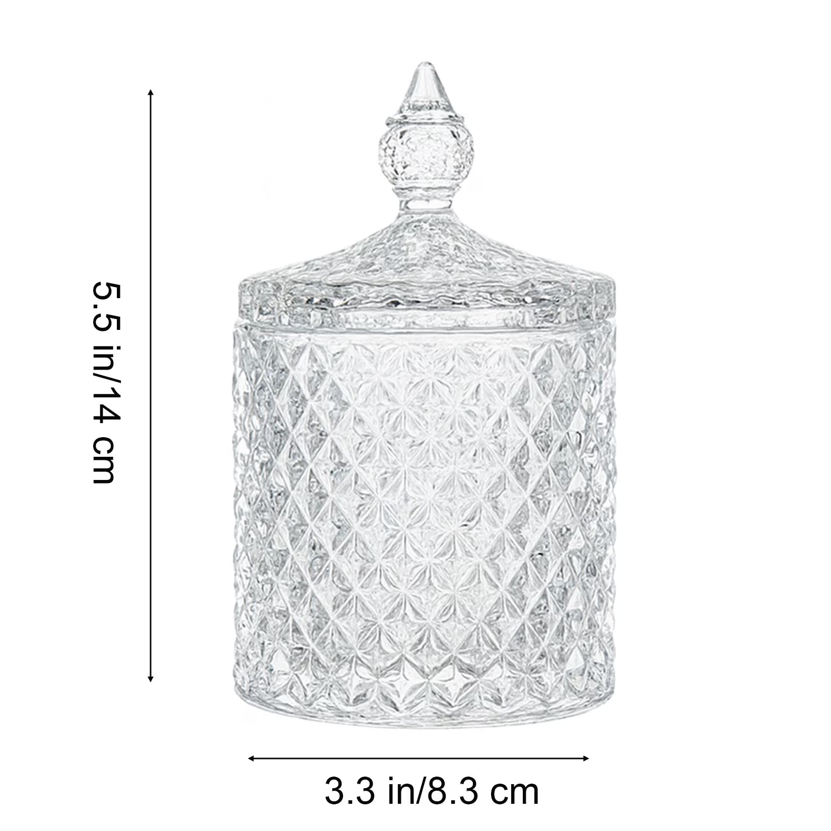 Vintage Diamond Cut Glass Canister with Lid – Decorative Candle Holder & Crystal Candy Jar